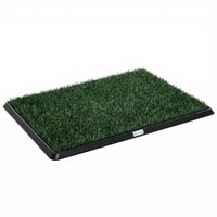 PawHut Dog Grass Pee Pad with Tray, Dog Toilet Tray with 2 Artificial Grass Mats, Portable Puppy Training Toilet