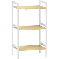 HOMCOM Three-Tier Bamboo Adjustable Shelf Storage Unit