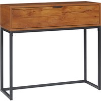 HOMCOM Konsolentisch mit Schublade, Sofatisch Flurtisch, Beistelltisch für Wohnzimmer & Flur, Stahl, Natur, 80x30x76 cm Aosom.de