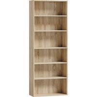 HOMCOM Freestanding Bookcase, 6 Tier Bookshelf with Adjustable Shelves for Living Room, Study, Oak