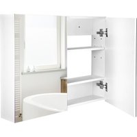 HOMCOM Bathroom Mirror with Storage, 2 Adjustable Shelves, Cushioned Door, Noiseless, for Bedroom & Vanity, White Aosom UK