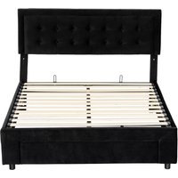 HOMCOM King Size Ottoman Bed Frame, with Front Drawer - Black