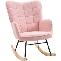 HOMCOM Soft Fleecey Rocking Wingback Chair - Pink | Aosom Ireland