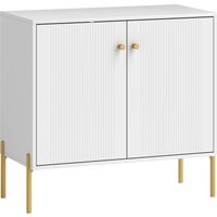 HOMCOM Aparador Moderno de 2 Portas Prateleiras Ajustáveis Bancada com Efeito Mármore e Pés de Aço 80x39,1x76 cm Branco Aosom Portugal