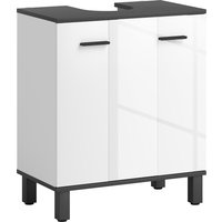 HOMCOM Under Sink Bathroom Cabinet, Modern Under Sink Cabinet with Adjustable Shelf for Basin with or without Pedestal, 60 x 34 x 70cm, White