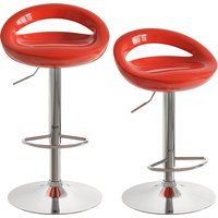 HOMCOM Set 2 Sgabelli da Bar Girevoli con Poggiapiedi, Altezza Regolabile Base in Acciaio Seduta in ABS, Rosso