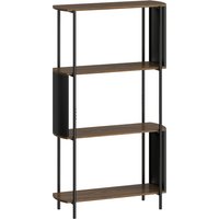 HOMCOM Bücherregal, Standregal, Schmales Regal mit 4 Ebenen, Geschwungenem Design, freistehend Büroregal für Wohnzimmer, Schlafzimmer, Büro, Küche, 80 x 30 x 141 cm, Braun Aosom