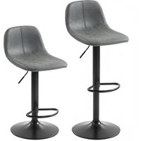 HOMCOM Bar Stools Set of 2, Modern Swivel Barstools with Footrest for Kitchen Island and Dining Room, Grey