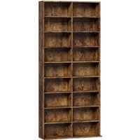 HOMCOM 640 CD Storage Tower - Rustic Brown