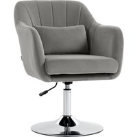 HOMCOM Retro Velvet Swivel Tub Chair with Steel Frame, Cushion Seat, Grey