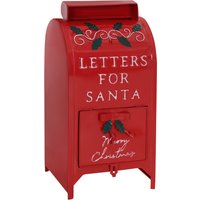 HOMCOM Christmas Post Box, Letters for Santa Mailbox, Freestanding or Wall Mounted Postbox, Indoor Christmas Decoration, Red Aosom UK