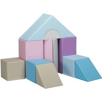 HOMCOM 11 Piece Soft Play Equipment for Toddlers, Soft Play Set Kids Foam Blocks Toys for Climb and Crawl, Blue Aosom UK