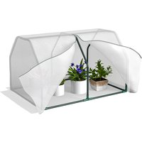 Outsunny Portable Greenhouse Oasis: Mini Metal Frame with PVC Cover, Zippered Access, 99x71x60cm, White Aosom UK