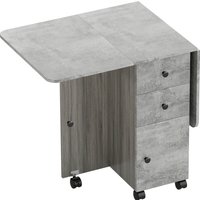 HOMCOM Foldable Dining Table, Drop Leaf Table with Drawers and Storage Cabinet