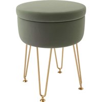 HOMCOM 5L Velvet-Feel Storage Ottoman - Green | Aosom Ireland