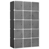 HOMCOM DIY Kleiderschrank Regalsystem mit 2 große und 9 kleinen Würfeln DIY-Würfelregal, Schuhregal, Aufbewahrungsregal für Büchern Spielzeug Schwarz 111 x 47 x 183 cm Aosom