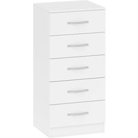 HOMCOM Kommode mit 5 Schubladen Aufbewahrungsschrank Kommodenschrank Schubladenschrank für Wohnzimmer, Schlafzimmer, Flur, Weiß Aosom