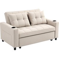 HOMCOM Two-Seater Pull-Out Sofa Bed, Cat Scratch Resistant, Beige Aosom UK