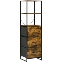HOMCOM Kommode, Aufbewahrungsschrank mit 3 Faltbaren Stoff-Schubladen, 2 Regale, Beistellschrank im Industrie-Stil für Wohnzimmer, Rustikal-Braun Aosom