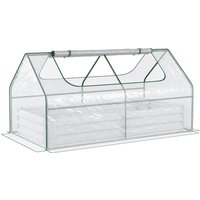 Outsunny Garden Bed Greenhouse, Metal Raised Bed with Plastic Cover, Roll Up Window, Dual Use for Flowers, Vegetables, Clear Aosom UK