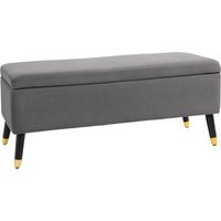 HOMCOM Sitzbank Polsterbank mit Stauraum Truhenbank aus Metall und Kautschukholz Kohlegrau 110 x 43 x 45 cm für Flur und Wohnzimmer Aosom.de