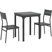 HOMCOM 3-teilige Essgruppe Esstisch mit 2 Stühlen Sitzgruppe Küchentisch mit Metallgestell Esszimmergruppe, Grau Aosom