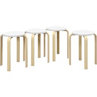 HOMCOM Set 4 Sgabelli Rotondi Impilabili in Legno Bianco, Ø40x45 cm Aosom Italy