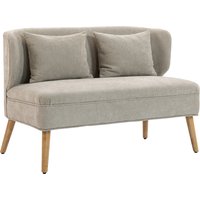 HOMCOM Sofa 2 Sitzer kleine Couch mit Flügelrücken, 2 Wurfkissen, 117 cm Dick Gepolstert Doppelsofa Modern Polstersofa mit Holzbeine für kleine Räume, Wohnzimmer, Schlafzimmer, Beige Aosom