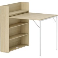 HOMCOM Esstisch Klappbar Küchentisch für 3 Personen mit 4-stufigen Regalen, Klapptisch Moderner Esszimmertisch für kleine Räume, Küche, 78,5 x 91 x 93 cm, Eiche Aosom