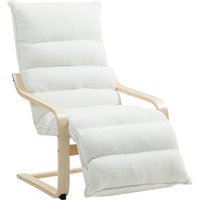 HOMCOM Loungesessel Sessel mit verstellbarem Fußteil, Sherpa-Fleece für Wohnzimmer Schwingstuhl mit Armlehne, Relaxsessel, Lesesessel Weiß Aosom