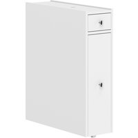 HOMCOM Badezimmerschrank Schmal, Badschrank mit 2 Schubladen und offenem Fach, Aufbewahrungsschrank Nischenschrank Toilettenschrank für Waschküche, Wohnzimmer, Kleine Räume, 16 x 48 x 58 cm, Weiß Aosom