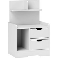 HOMCOM Nachttisch mit 2 Schubladen, Beistelltisch, Nachtschrank mit offenen Ablage, Nachtkommode für Schlafzimmer, Wohnzimmer, 40 x 30 x 60 cm, Weiß Aosom