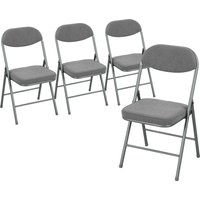 HOMCOM Set of Four Folding Corduroy Seat Chairs - Grey