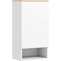 HOMCOM Hängeschrank Wandschrank mit Türen, Badezimmerschrank, Küchenschrank mit verstellbaren Ablagen, offenem Fach, Medizinschrank Wandmontage Weiß 40 x 27 x 77 cm Aosom