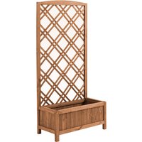 Outsunny Garden Planter with Trellis, Wooden Raised Bed for Garden with Lattice Trellis for Vegetables, Herbs and Flowers, Brown