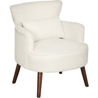 HOMCOM Sessel mit Rückenlehne, abgerundeten Armlehnen, Gepolstert Loungesessel mit Kordoptik, Holzbeine, für Schlafzimmer, Wohnzimmer, bis 120 kg, Cremeweiß Aosom