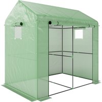 Outsunny Greenhouse, Walk-in Garden Grow House with Roll-up Door and Mesh Windows, 200 x 140 x 200cm, Green | Aosom Ireland