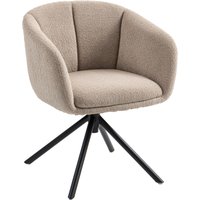 HOMCOM Sessel Loungesessel mit Armlehne, Leinenoptik, Esszimmerstuhl drehbar, Drehsessel mit Metallbeine, Küchenstuhl, für Wohnzimmer, Küche, Schlafzimmer, Hellbraun Aosom