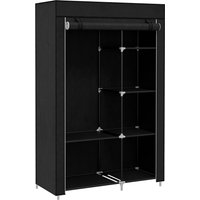 HOMCOM Fabric Wardrobe, Portable Wardrobe with 6 Shelves, 1 Hanging Rail, Foldable Closets, 103 x 43 x 162.5 cm, Black | Aosom Ireland
