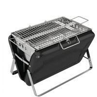 Outsunny Holzkohlegrill aus Edelstahl BBQ Smoker mit Grillrost Holzkohle Grill mit Griff klappbaren Beinen, Kohlegrill Standgrill für Barbeque Camping Terrasse Garten 40 x 28 x 25,5 cm Schwarz Aosom