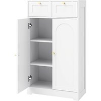 HOMCOM Armário de banheiro estreito com 2 gavetas, prateleira ajustável 60 x 30 x 108 cm Branco Aosom Portugal