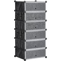 HOMCOM Schuhregal Aufbewahrungsbox DIY Steckregal für 6 Paar Schuhe, Kunststoff/Stahl, Schwarz+Weiß, 49x36,5x108cm Aosom