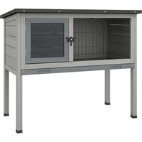 Pawhut Wooden Rabbit Hutch Guinea Pig Hutch Bunny Cage Garden Built in Tray Openable Asphalt Roof Small Animal House 84 x 43 x 70 cm Grey | Aosom Ireland