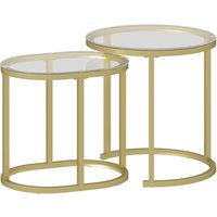 HOMCOM Modern Coffee Table Set of 2, Nest of Tables with Steel Frame and Tempered Glass Tabletop, Side Tables for Living Room Bedroom, Clear