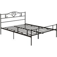HOMCOM Bett 165 x 207 cm Bettrahmen mit Lattenrost aus Stahl, Unterbettaufbewahrung, Doppelbett, Bettgestell für Schlafzimmer, Gästezimmer, Schwarz Aosom