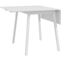 HOMCOM Solid Wood Folding Dining Table, Drop Leaf Table for 2-4 People, Rectangle Kitchen Table for Small Space, White