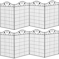 Outsunny Set of 2 Decorative Garden Fence, 8 Panels Metal Picket Fence, Versatile Shapes for Patio Lawn, 365cm x 112cm, Black