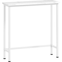 HOMCOM Konsolentisch Flurtisch mit verstellbar Fußpads, Kippschutz, Marmoroptik 75 x 24 x 76 cm Beistelltisch Sofatisch Kleiner Ausstellungstisch für Kleinen Raum, Eingang, Flur, Wohnzimmer Weiß Aosom