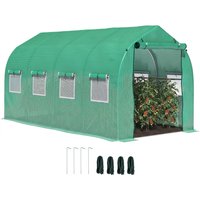 Outsunny Galvanised Frame Polytunnel Greenhouse with Windows and Door for Garden, Backyard (4 x 2M) Aosom UK