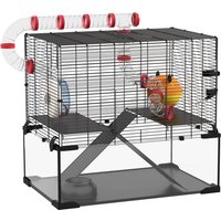 PawHut Gerbil Cage Dwarf Hamster Cage, with Deep Glass Bottom, Tunnels, Hut, Exercise Wheel, 60 x 40 x 57cm | Aosom Ireland